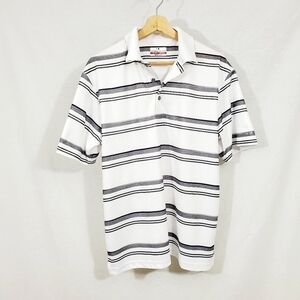 Grand Slam White & Gray Striped Polo Shirt